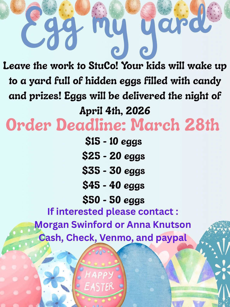 Student Council Egg My Yard for Easter Fundraiser 2026