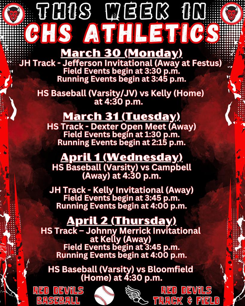 This Week in CHS Athletics March 30-April 2, 2026