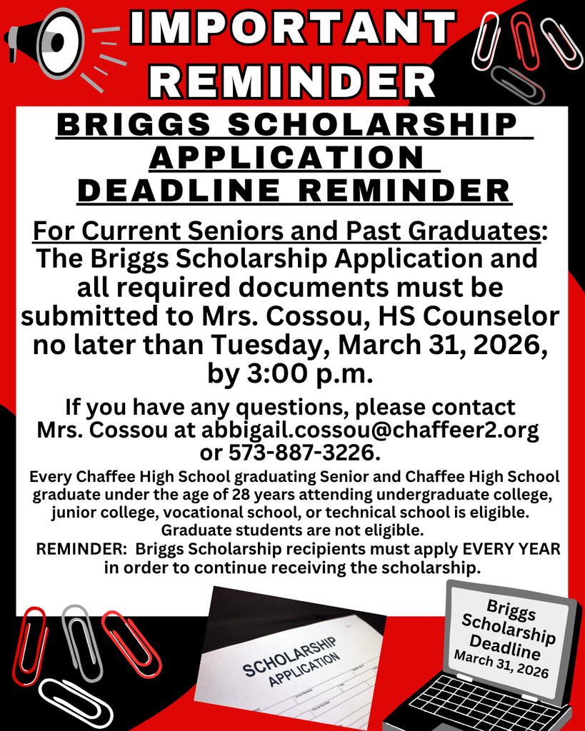 Briggs Scholarship Deadline Reminder March 31, 2026