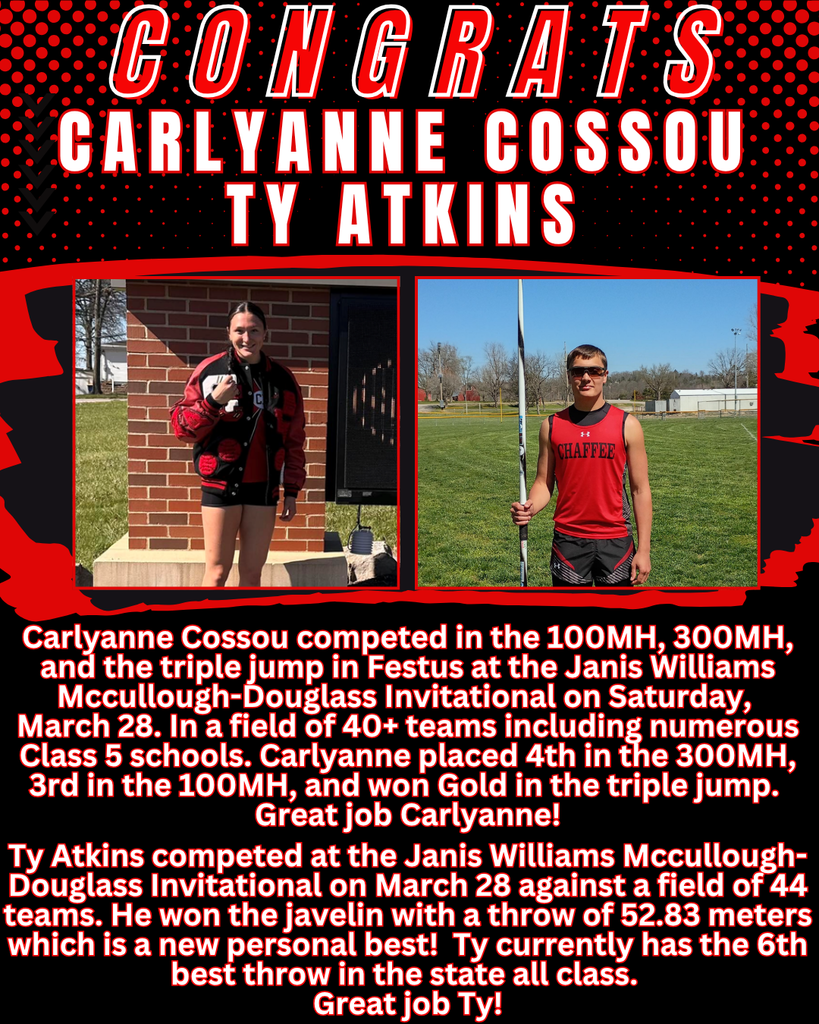 Congrats Carlyanne Cossou and Ty Atkins Track