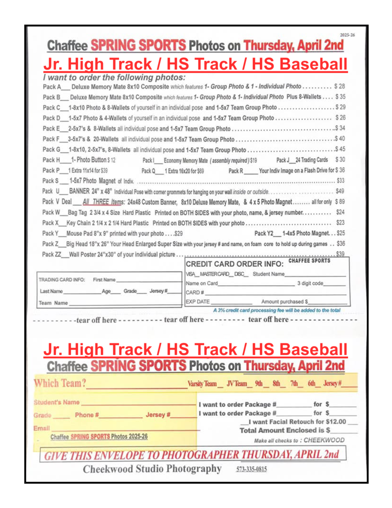 Spring Sports Picture Packet 2026