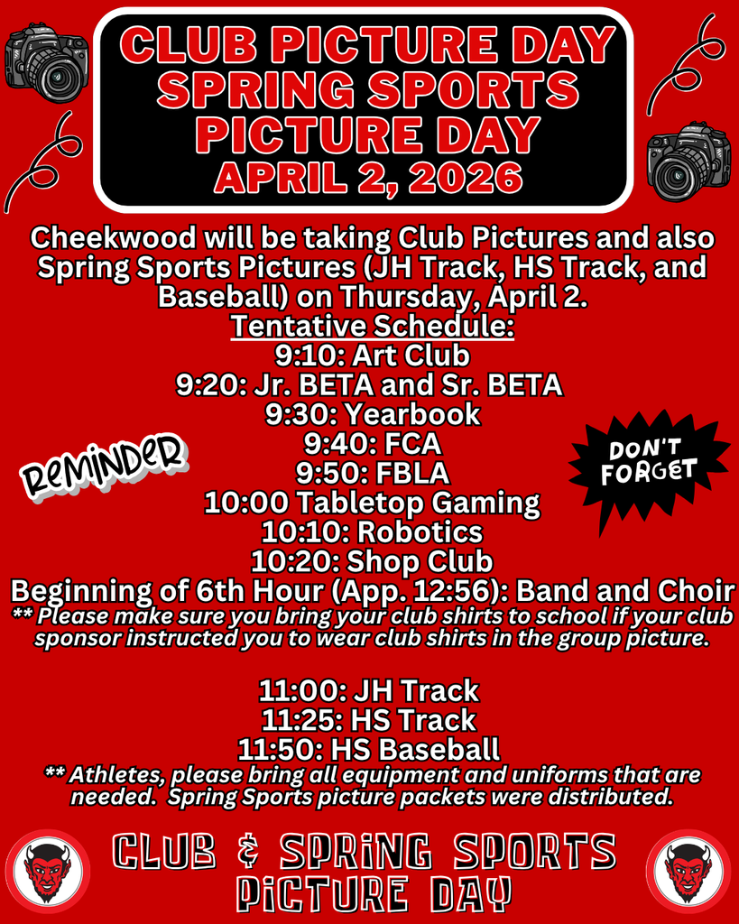 Club Picture Day and Spring Sports Picture Day 2026