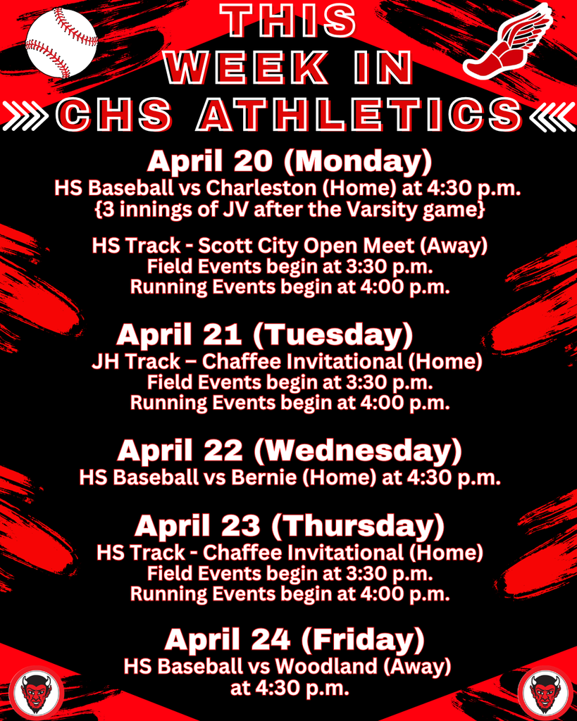 This Week in CHS Athletics April  20-24, 2026