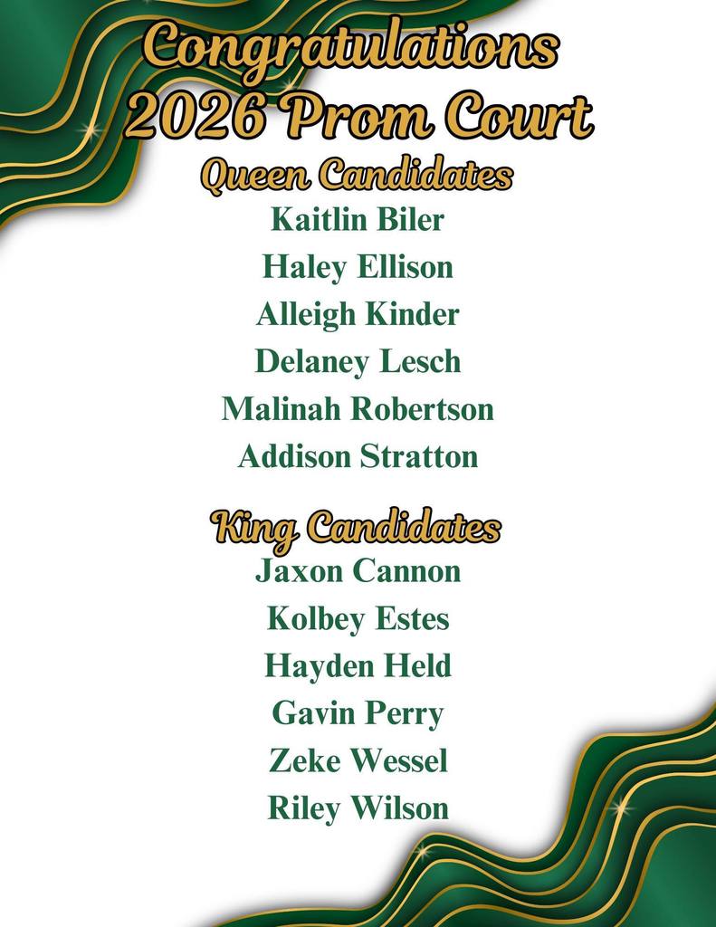 Congratulations Prom Queen and King Candidates 2026