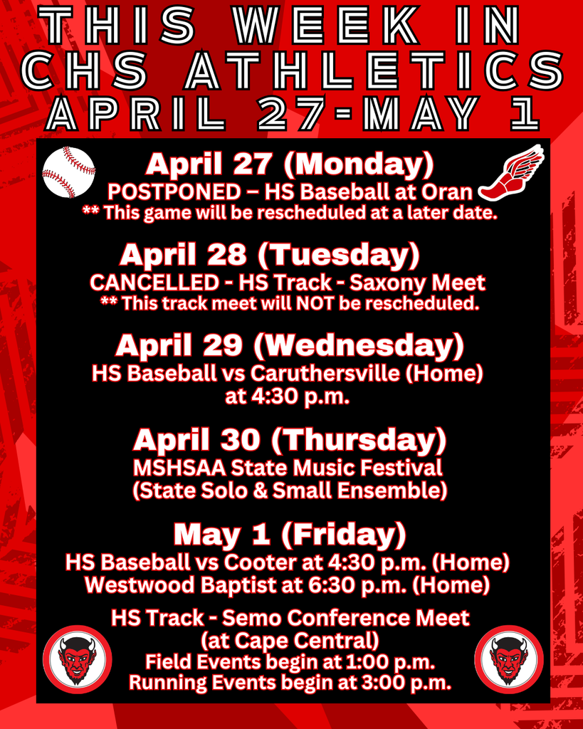 This Week in CHS Athletics April 27-May 1, 2026