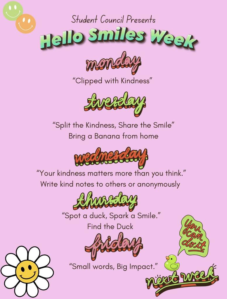 Hello Smiles Week at Jr/Sr High School May 4-8, 2026