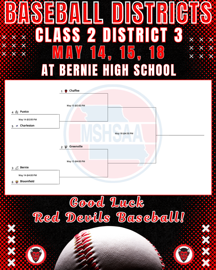 Baseball District May 14, 15, 18