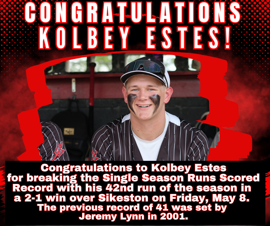 Congratulations Kolbey Estes Single Season Runs Scored Record on May 8, 2026
