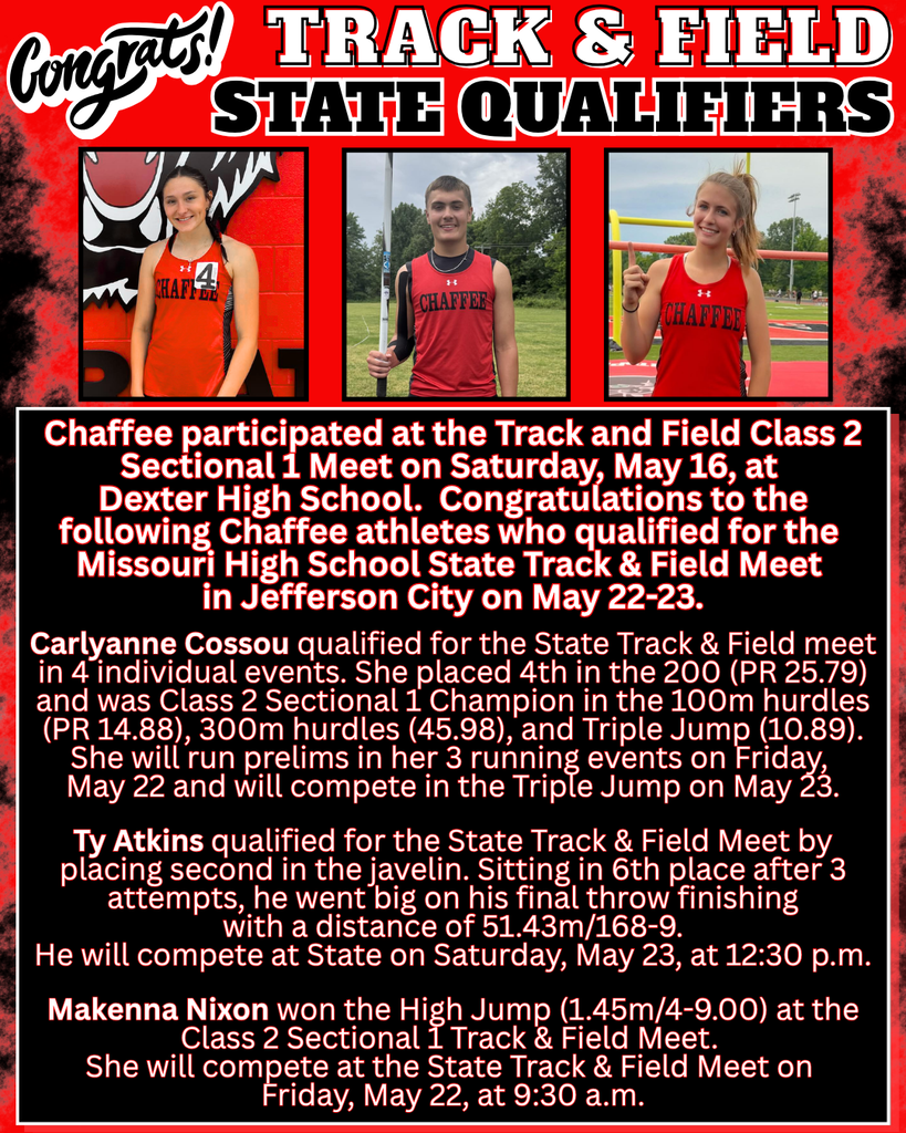 Congratulations State Track & Field Qualifiers 2026