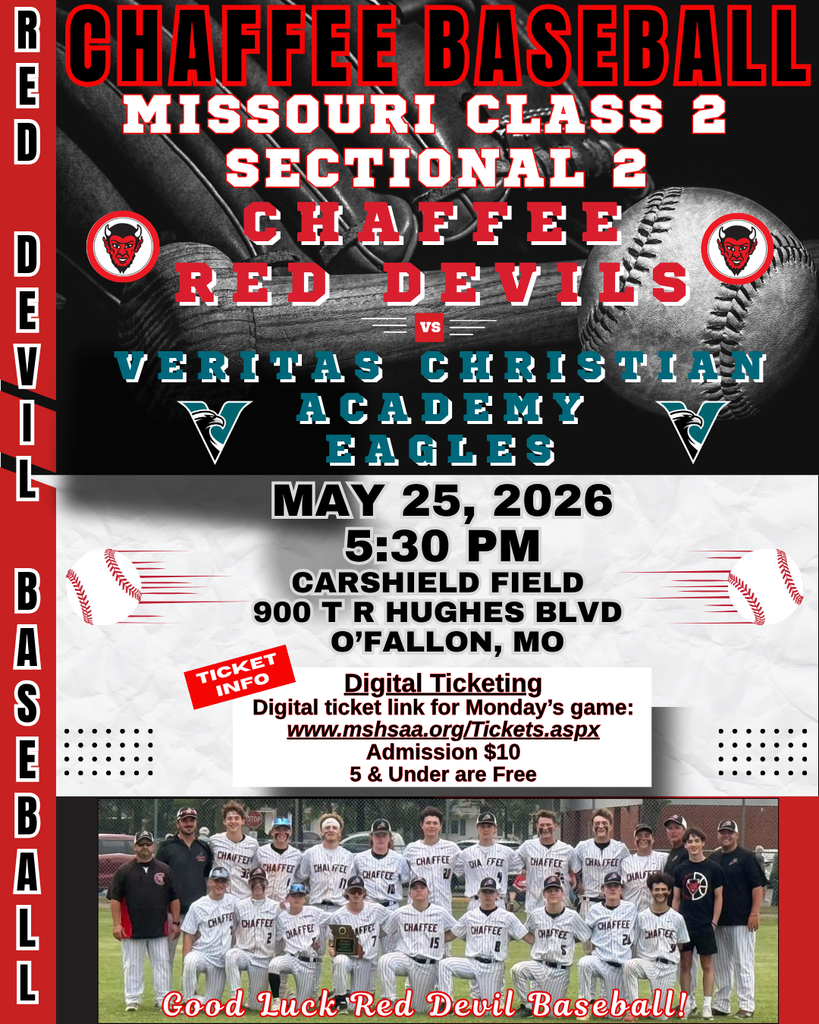 Chaffee Baseball Sectionals Information May 25, 2026 