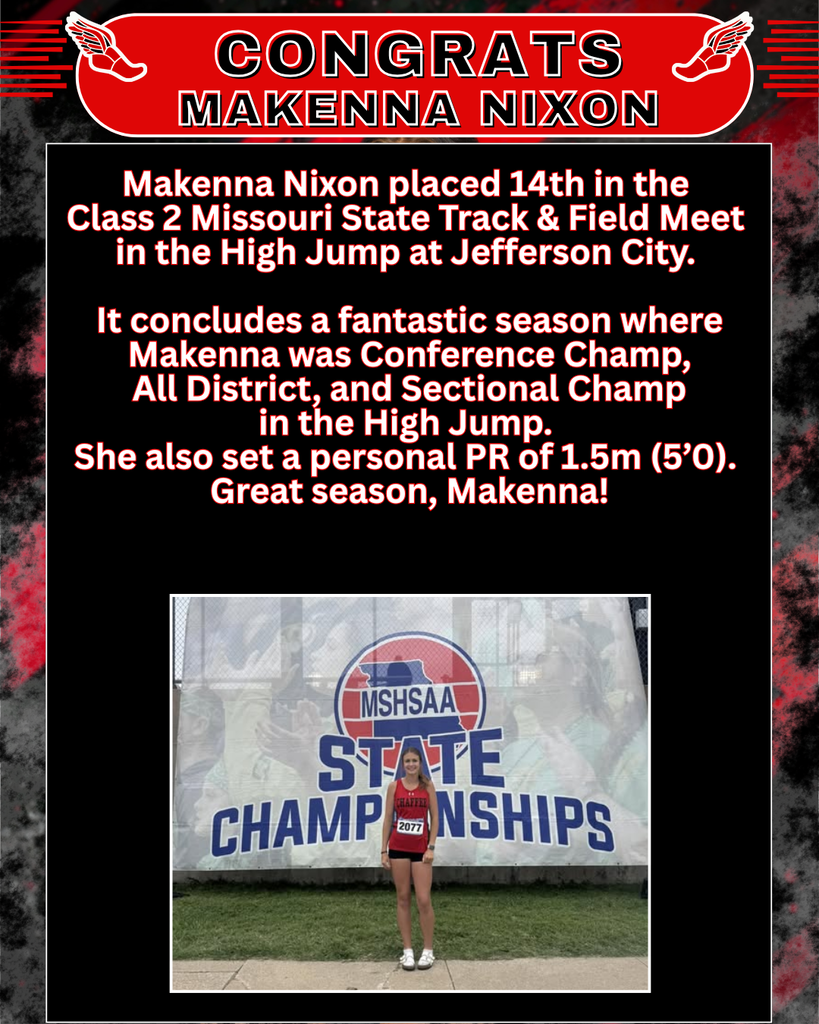 Congratulations Makenna Nixon State Track & Field Meet 2026