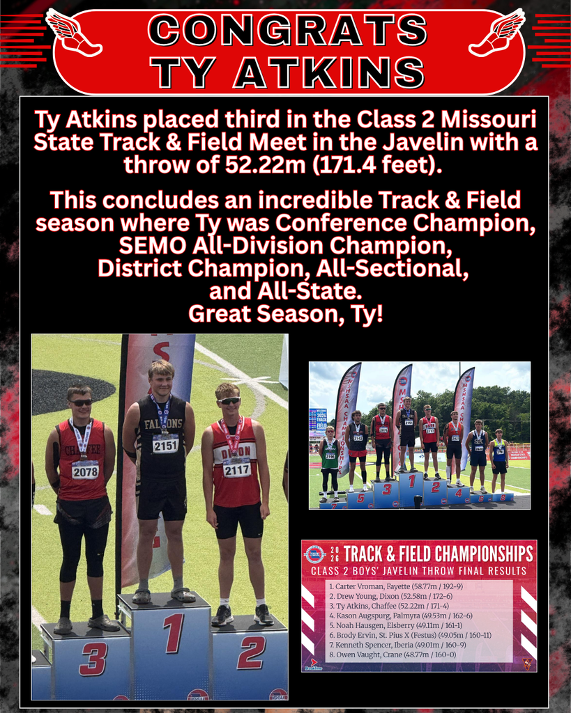 Congrats Ty Atkins State Track & Field Meet 2026