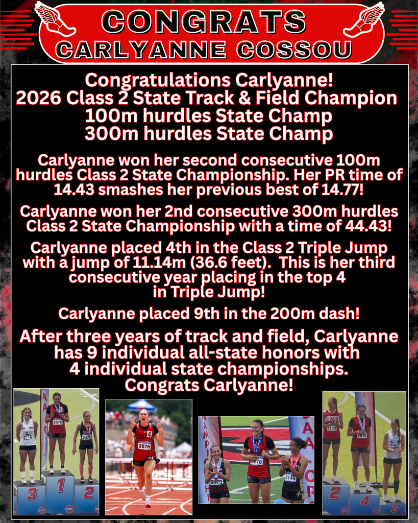 Congrats Carlyanne Cossou State Track & Field Meet 2026