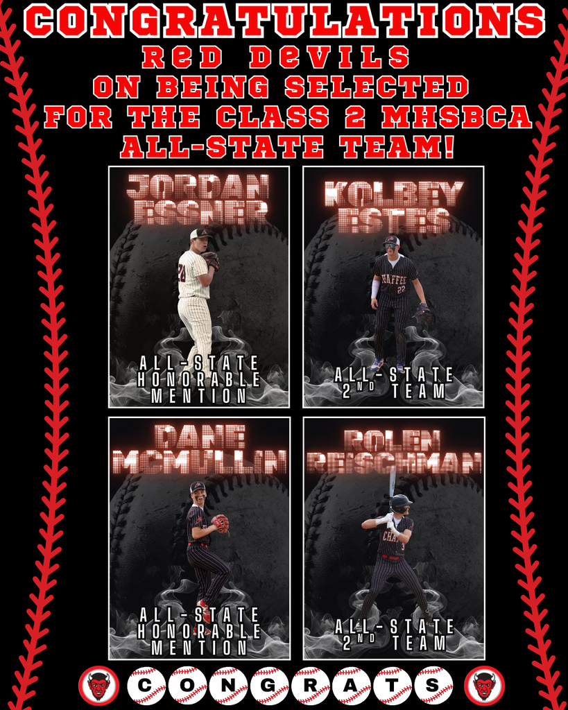Congratulations Red Devil baseball players Class 2 MHSBCA All-State Team