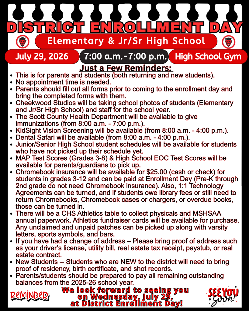 District Enrollment Day Reminders July 29, 2026