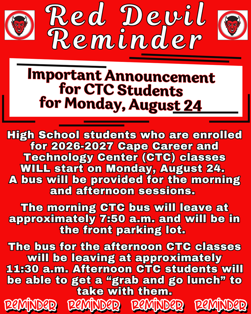 CTC Classes Start on Monday, August 24, 2026