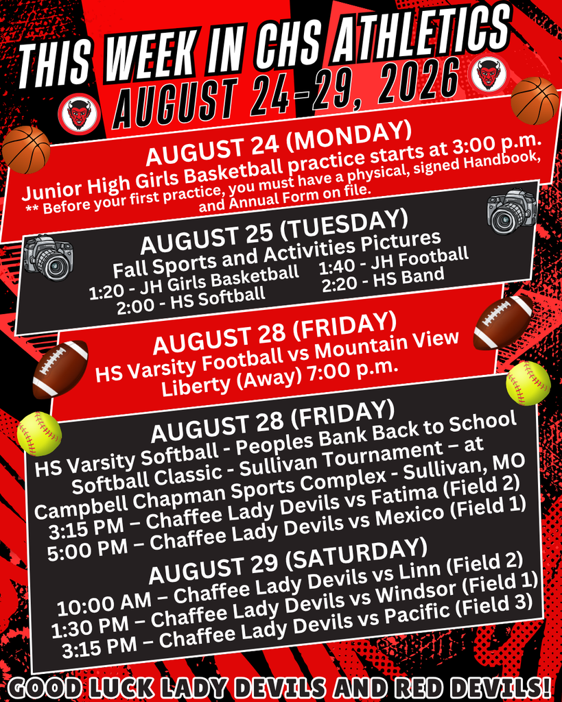 This Week in CHS Athletics August 24-29, 2026