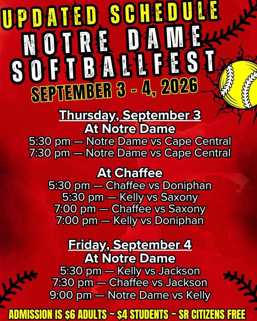 Notre Dame SoftballFest REVISED Schedule 2026