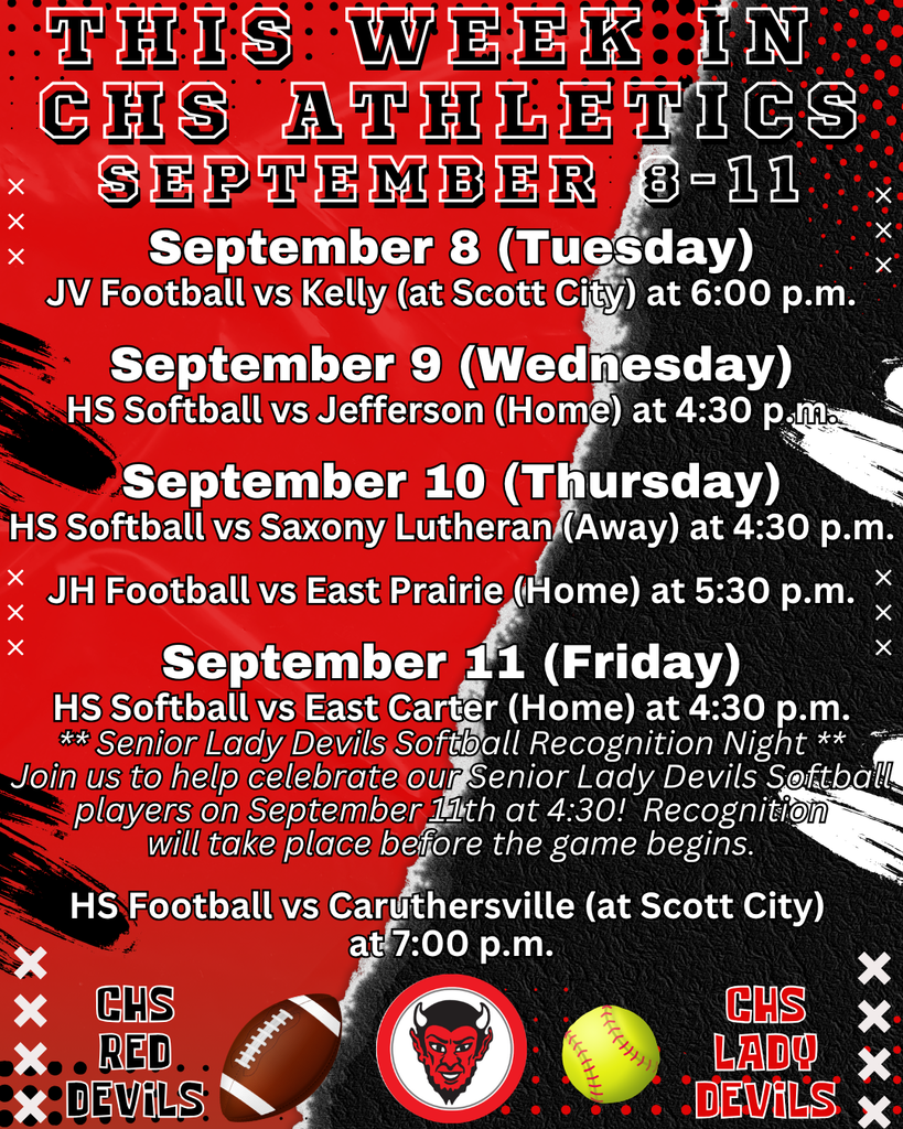 This Week in CHS Athletics September 8-11, 2026
