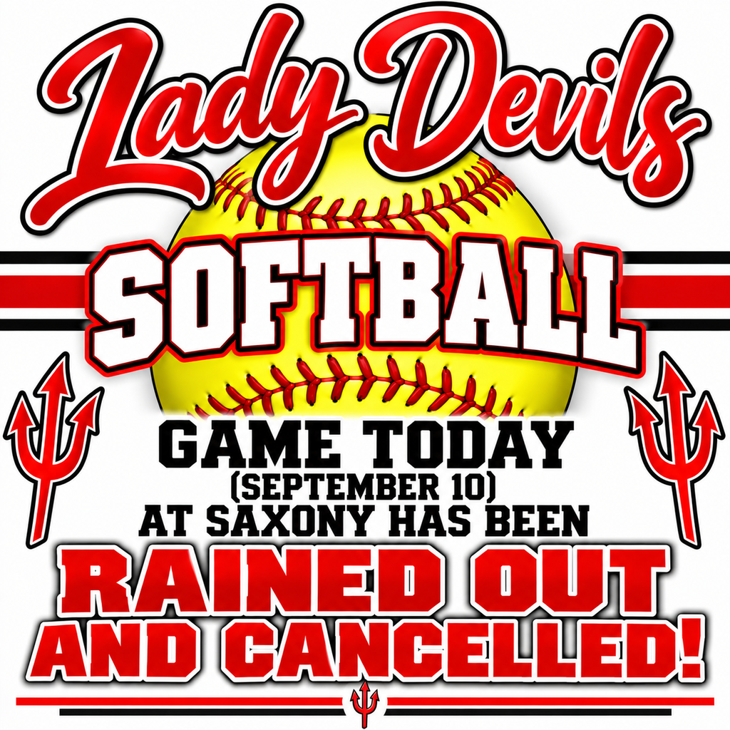 Lady Devils Softball Cancelled on September 10.