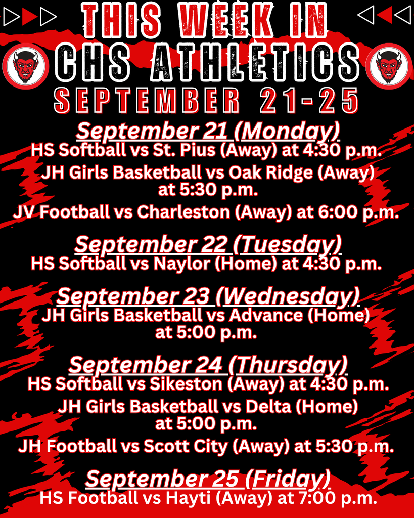 This Week in CHS Athletics September 21-25, 2026