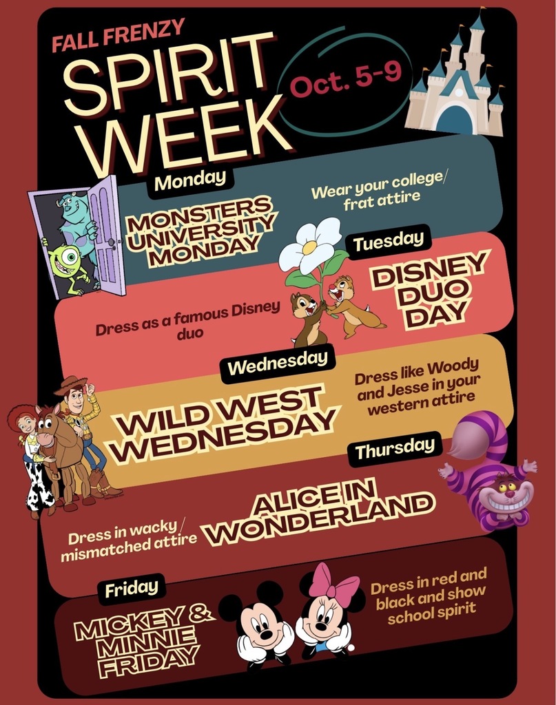 CHS Fall Frenzy Dress Up Days October 5-9, 2026
