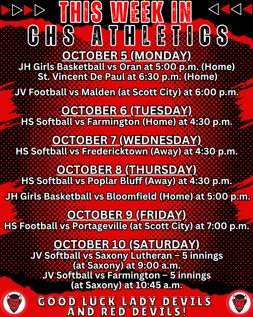 This Week in CHS Athletics October 5-10, 2026