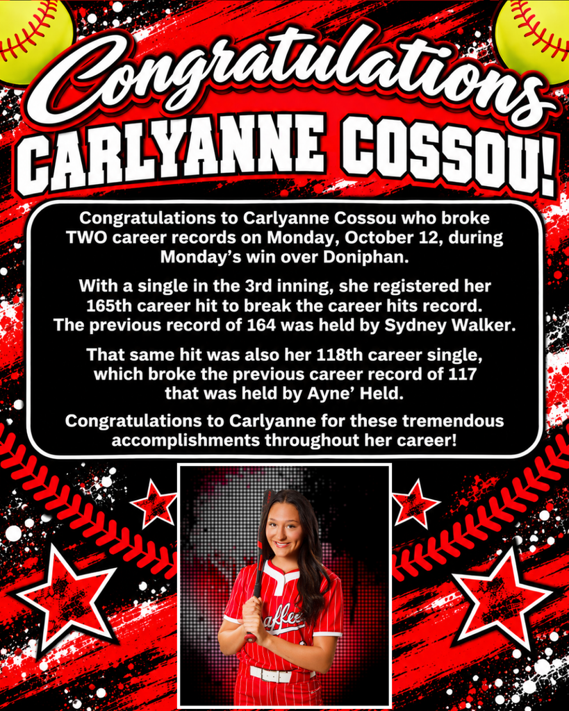 Congratulations Carlyanne Cossou Softball Records Broken 2026