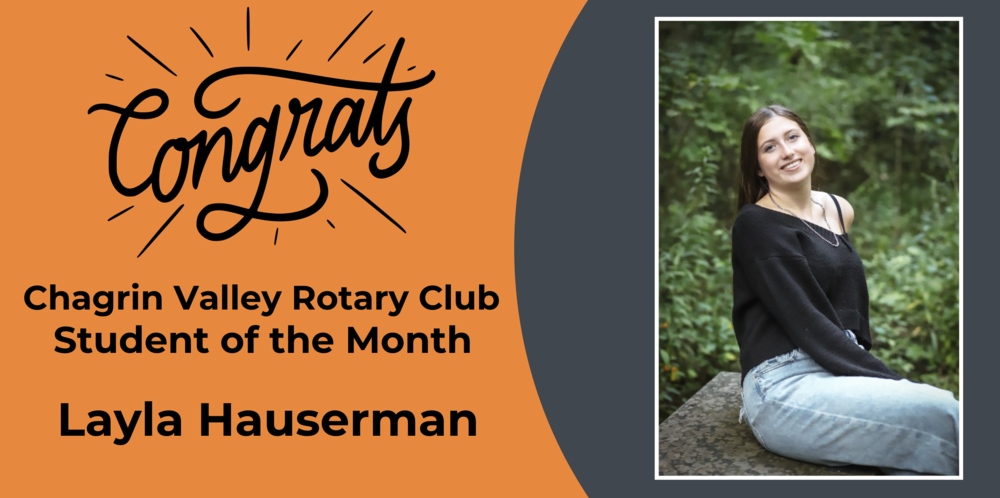 Chagrin Valley Rotary Names Liam Gambrill February Student of the Month