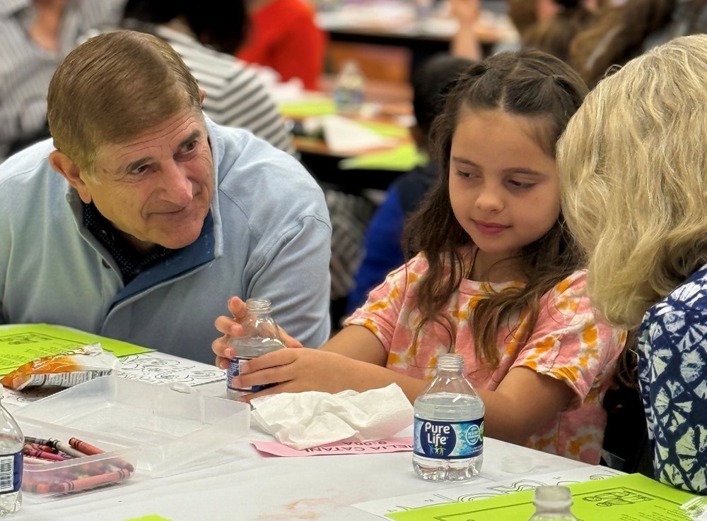 Gurney loves grandparents day, students coloring and sharing a snack with loved ones. 