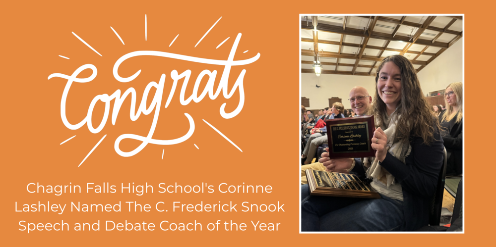 Chagrin Falls High School's Corinne Lashley Named The C. Frederick Snook Speech and Debate Coach of the Year