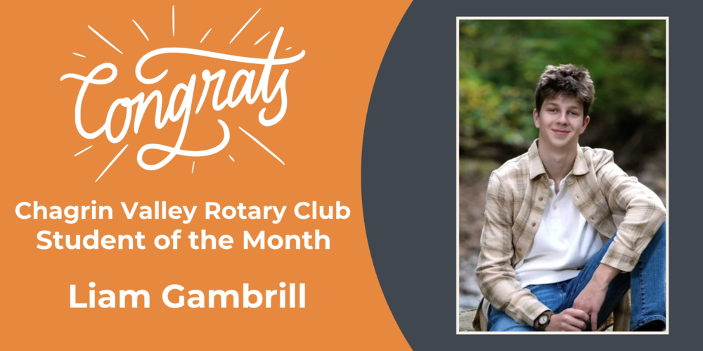 Chagrin Valley Rotary Names Liam Gambrill February Student of the Month