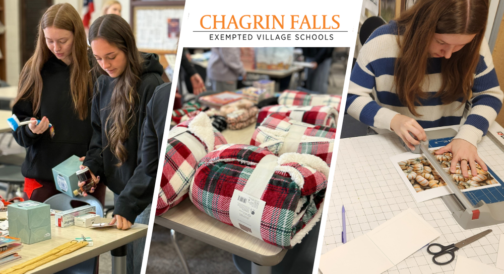 Students thoughfully loading bags and creating art to help those in need. The image of kindness. 