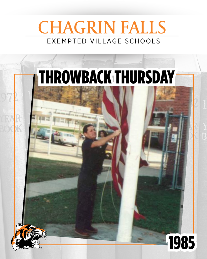 Throwback to 1985, custodian Ray Markuszka raising the flag
