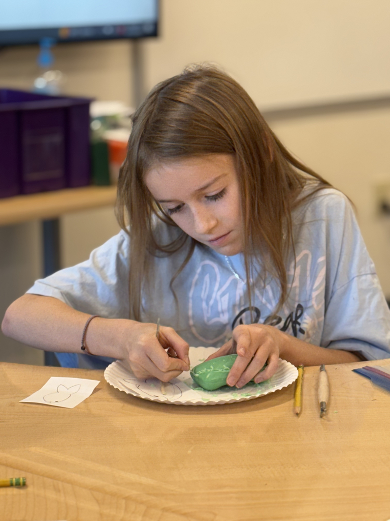 4th grade students carve soap as part of their ELA class to share an experience with the main character.