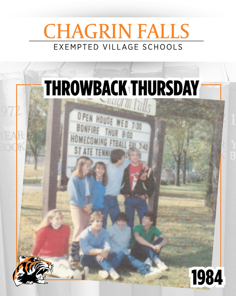 Homecoming 1984, students in front of the sign.