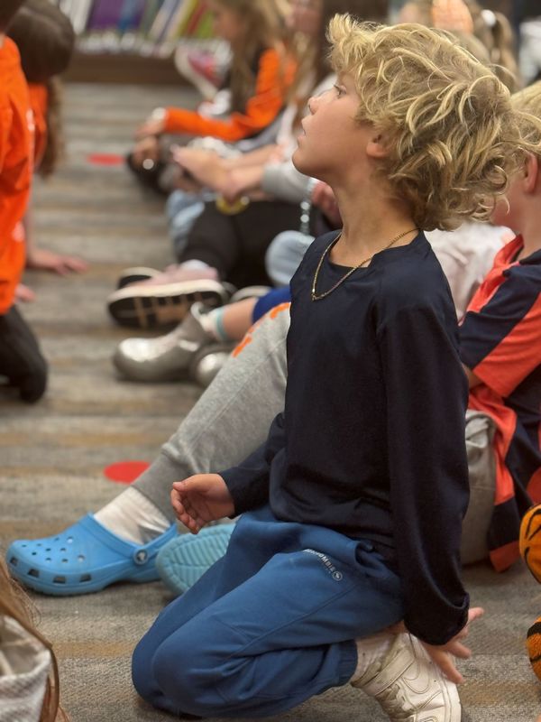 Dr P talking with 2nd grade about penguins