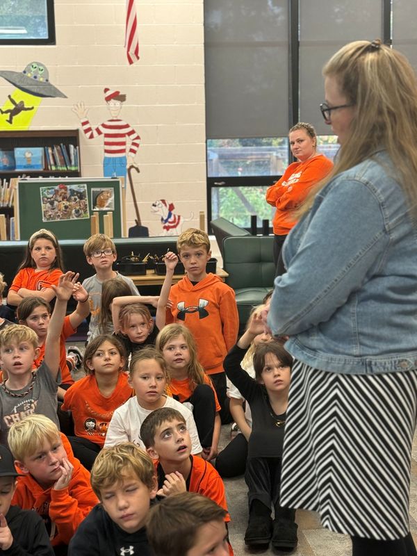 Dr P talking with 2nd grade about penguins