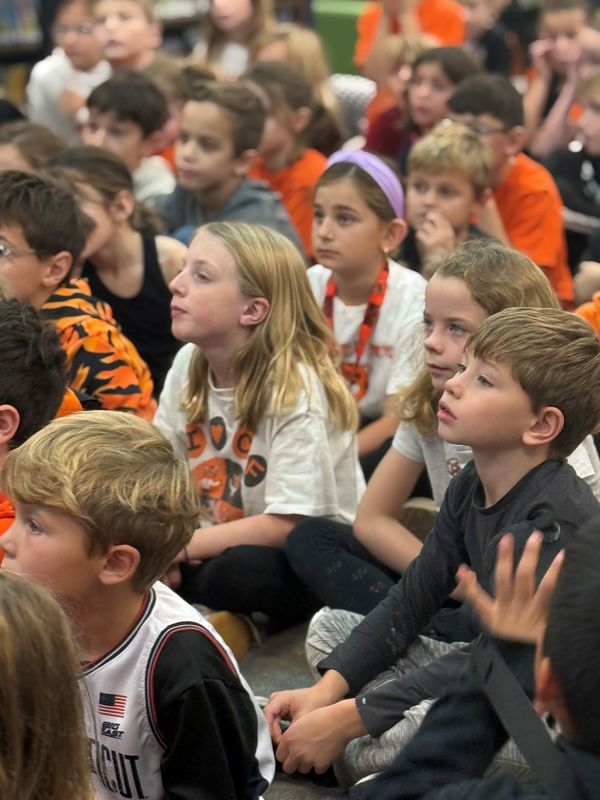 Dr P talking with 2nd grade about penguins