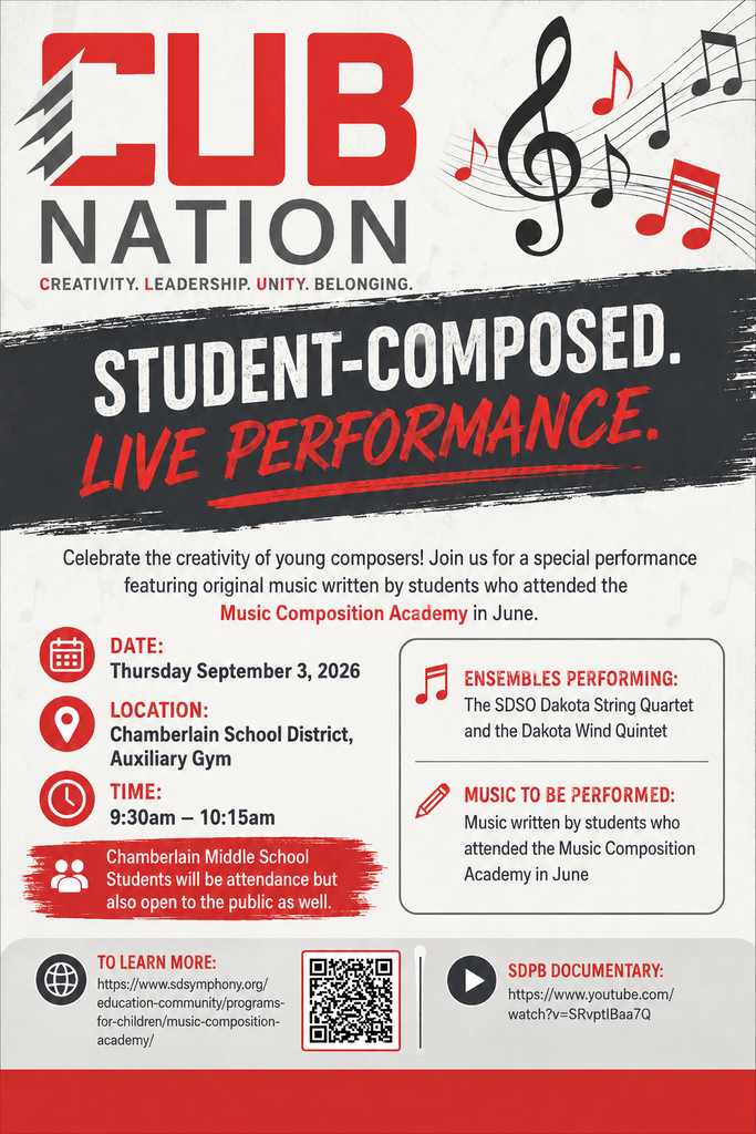 South Dakota Symphony Orchestra Music Composition Academy to perform for CMS students