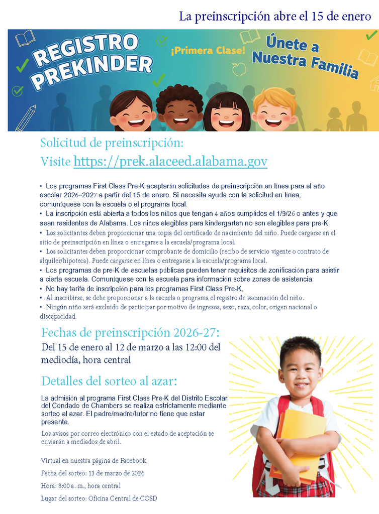 CCSD Pre-K Pre-Registration 2025-26 (Spanish)