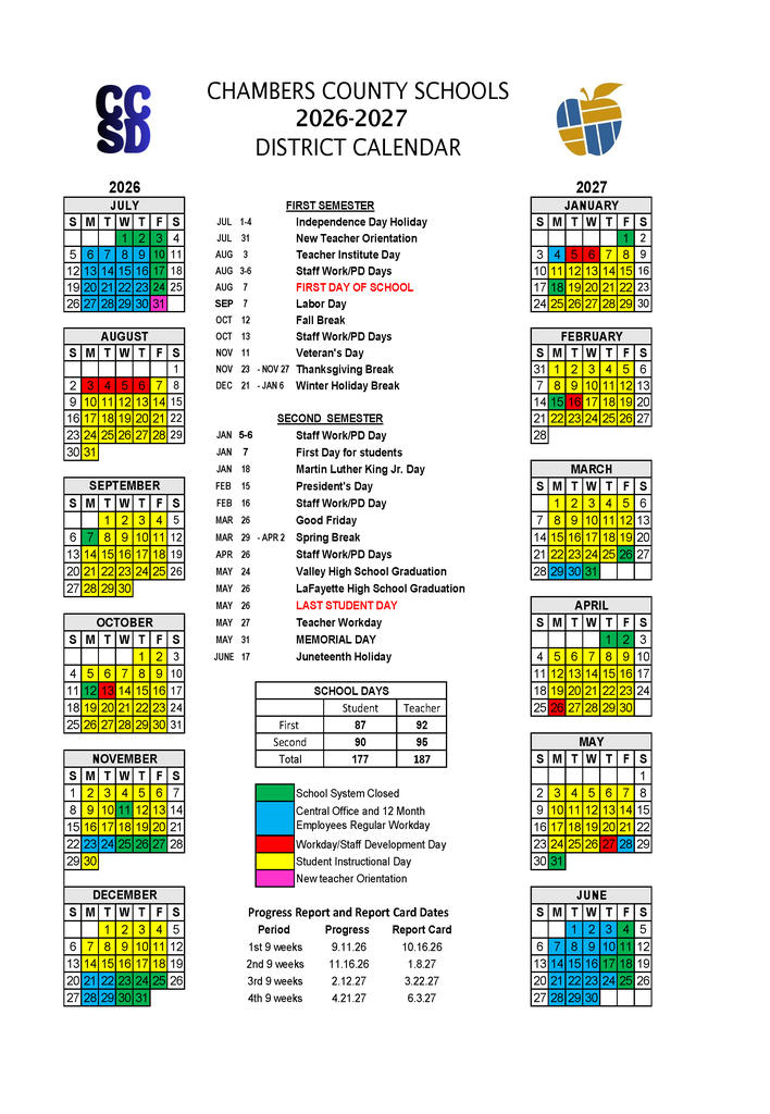 CCSD Calendar 2026-27
