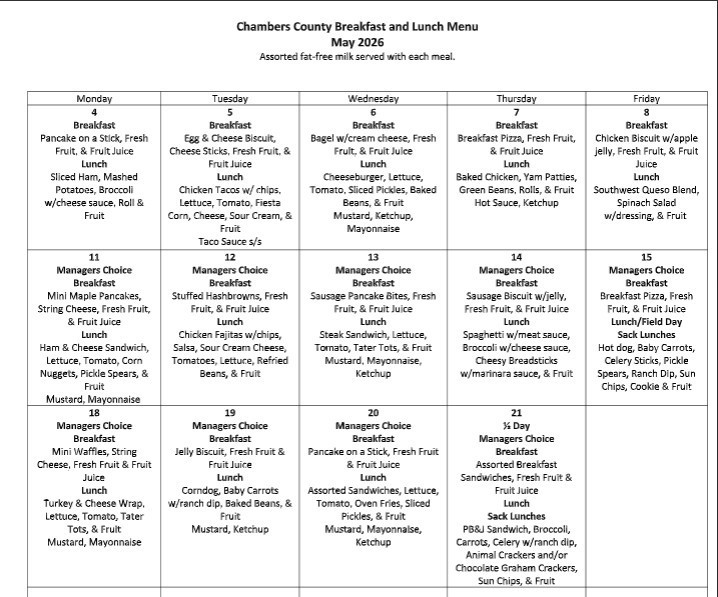 CNP May Menu
