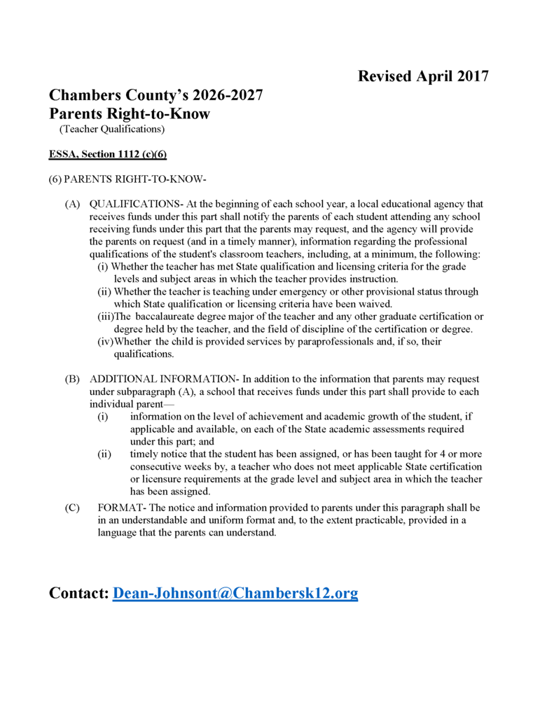 Parents Right to Know 2026-2027e