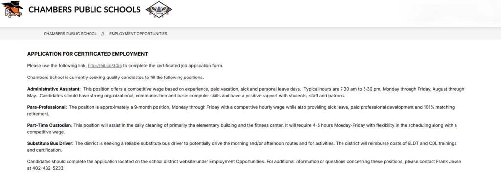 Chambers Job Openings