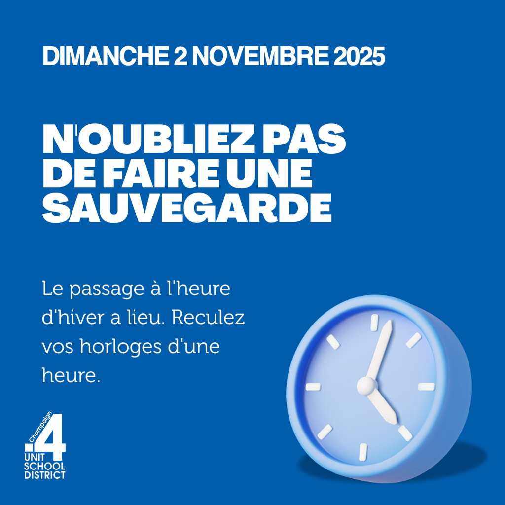 Don't forget to fall back, Sunday, November 2, 2025. Daylight saving time will end. Set your clocks back one hour.