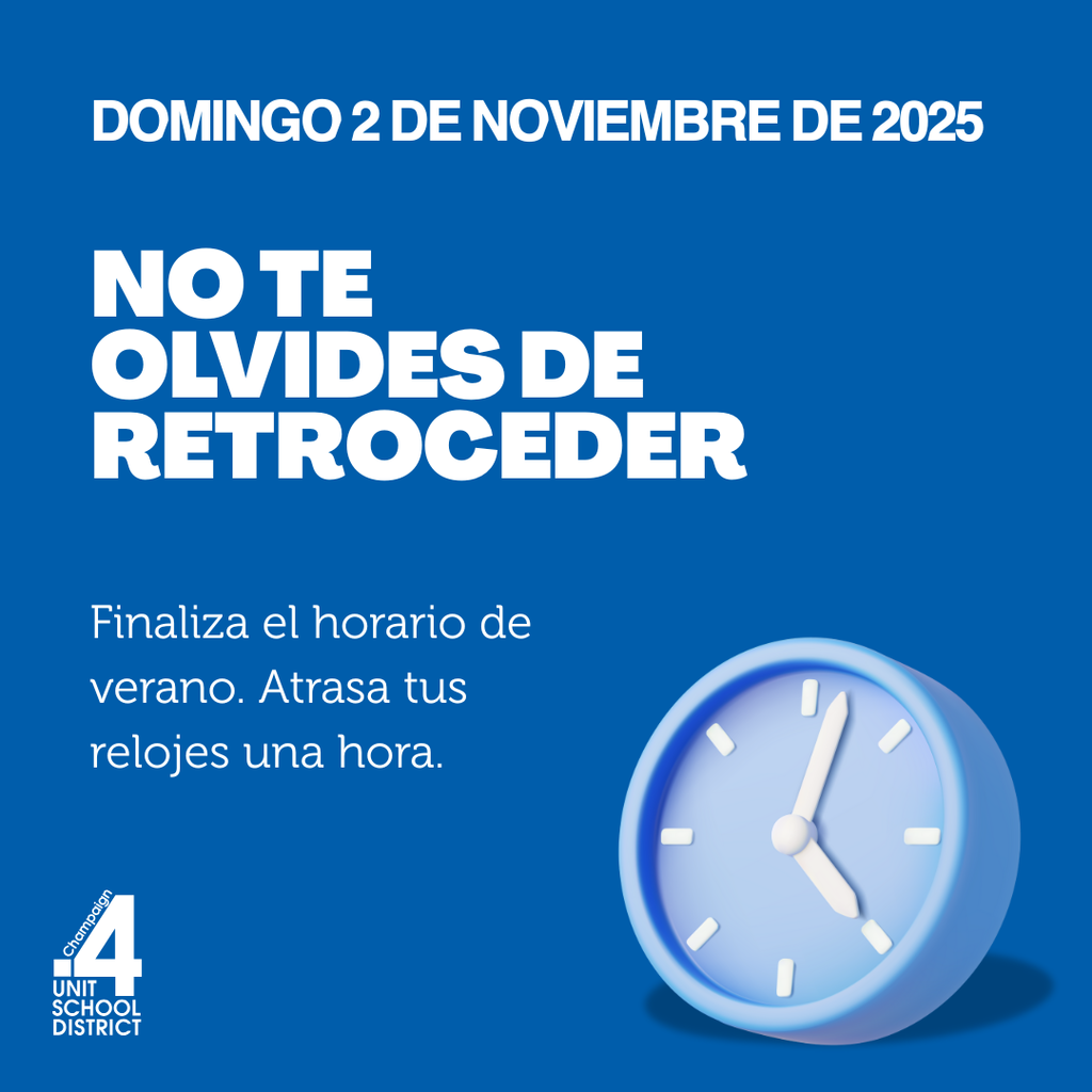 Don't forget to fall back, Sunday, November 2, 2025. Daylight saving time will end. Set your clocks back one hour.