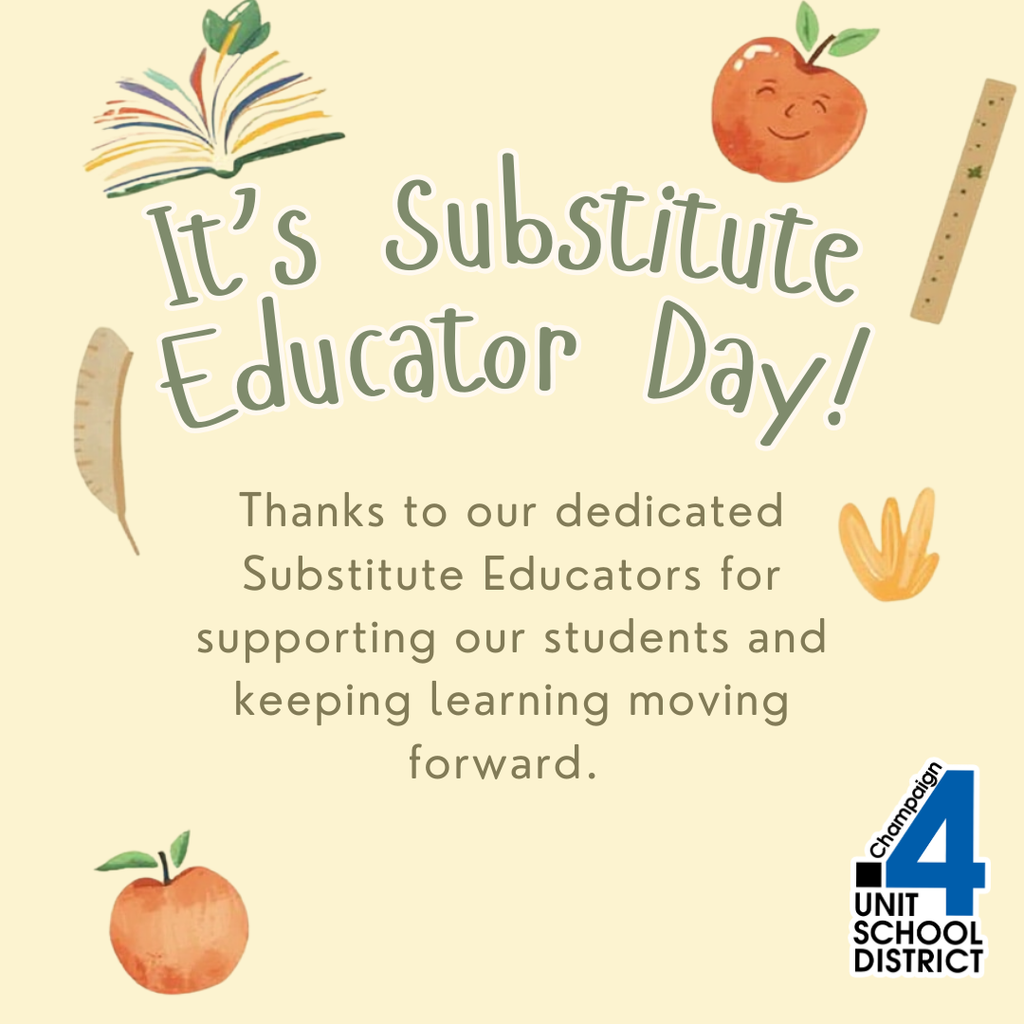 It's Substitute Educator Day! Thanks to our dedicated Substitute Educators for supporting our students and keeping learning moving forward.
