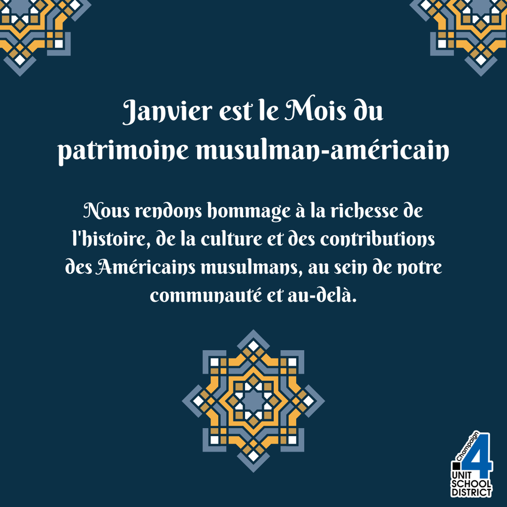 Janvier est le Mois du patrimoine musulman-américain Nous rendons hommage à la richesse de l'histoire, de la culture et des contributions des Américains musulmans, au sein de notre communauté et au-delà.