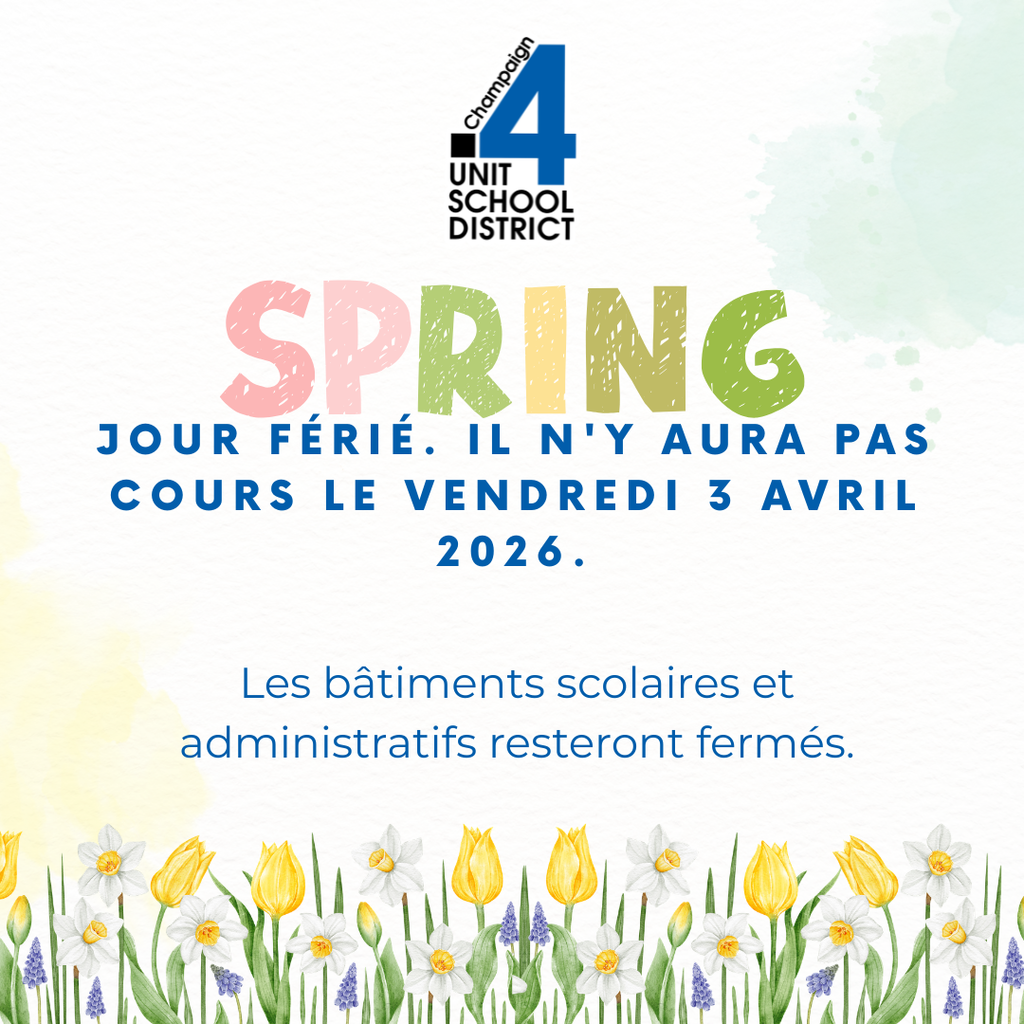 Bright floral background with text. The text reads, "Spring Holiday. No classes on Friday, April 3, 2026."